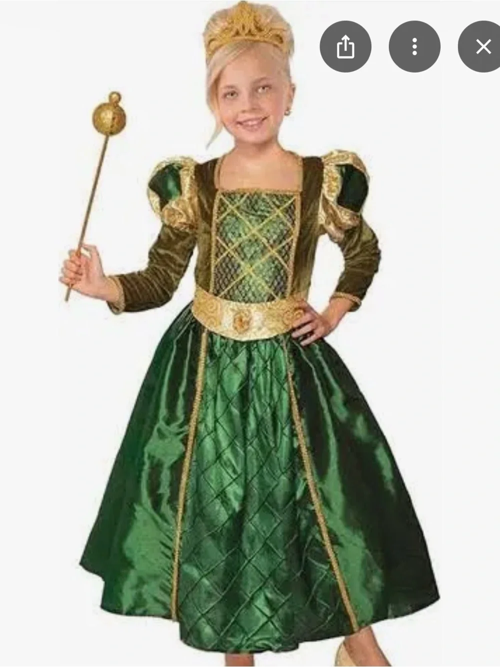 Forum Novelties Designer Collection Gilded Green Princess Queen Costume Kids NEW